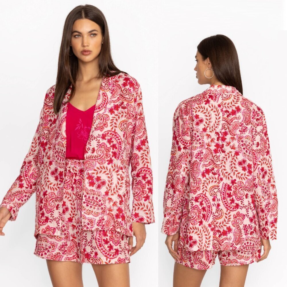 NWT New $255 Johnny Was Lillet Linen Floral Blazer Size XS
